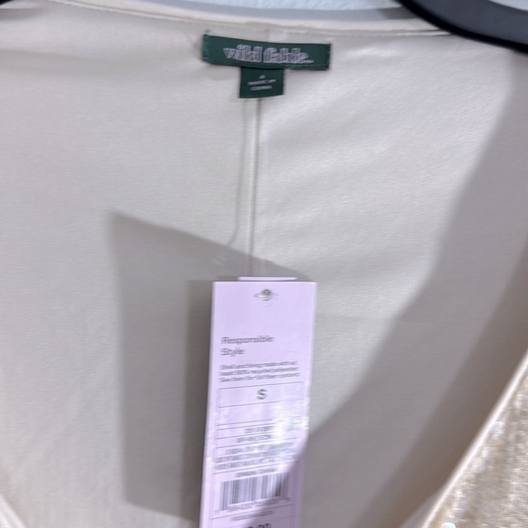 Wild Fable Sequin V-Neck Dress in Cream Size Small Pull Over Long Sleeves - Picture 5 of 10